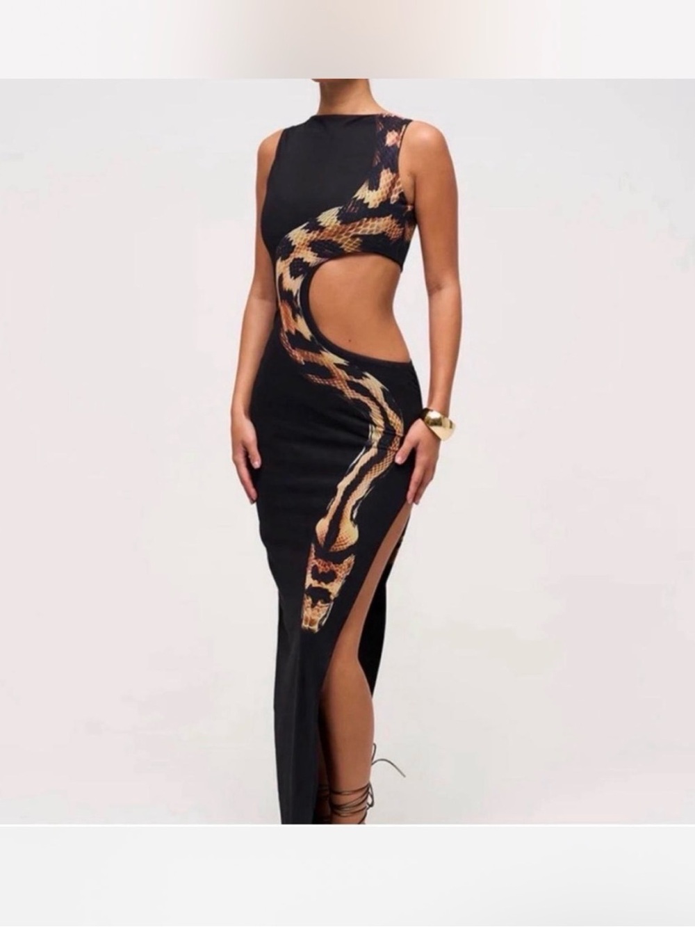 Murci Black Asymmetrical Viper Dress NWT with cutout